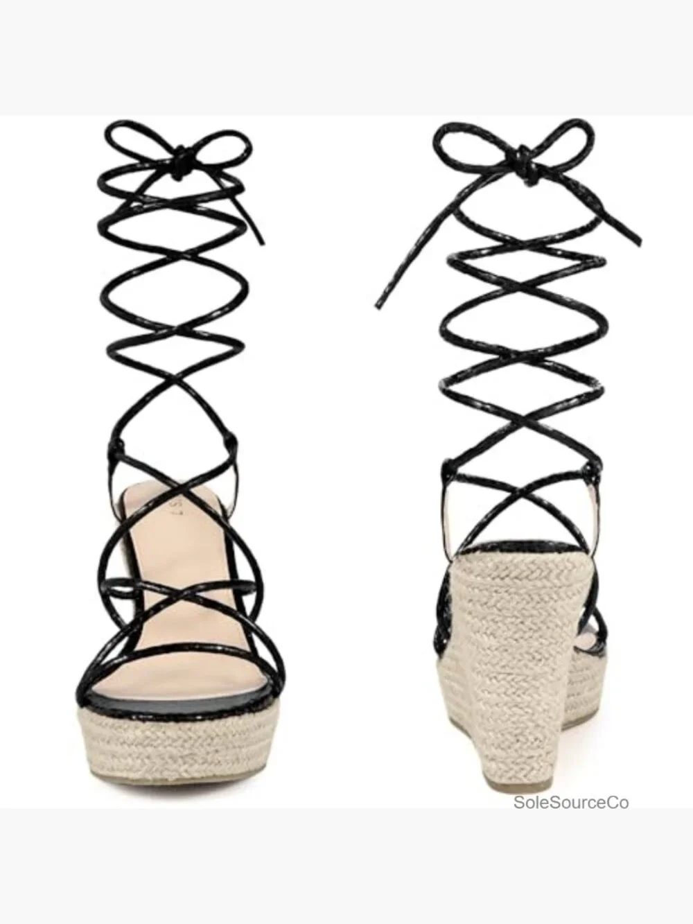 Platform Espadrille Wedges Lace Up Snake Print Strappy Sandals